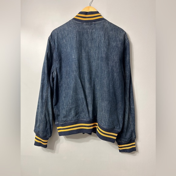 NWT Polo Ralph Lauren Polo Men's Denim Blue and Yellow "Polo Spellout" Jacket - Picture 3 of 3